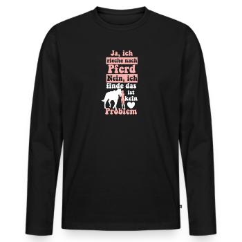 Pferd Riechen - Männer Premium Bio Langarmshirt - Schwarz - Vorne - Nico (187cm)