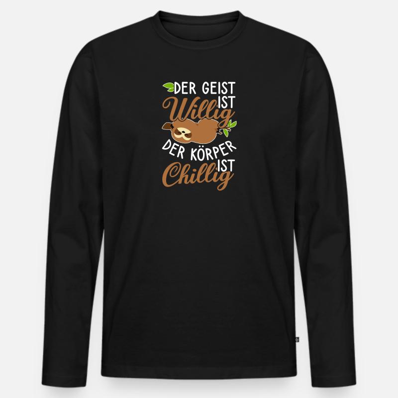 Faultier Chillig - Männer Premium Bio Langarmshirt - Schwarz