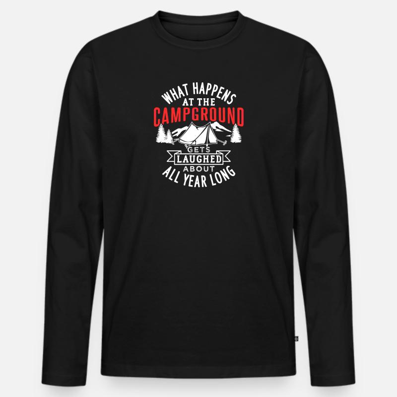 Camping Campingplatz Geschenk - Männer Premium Bio Langarmshirt - Schwarz