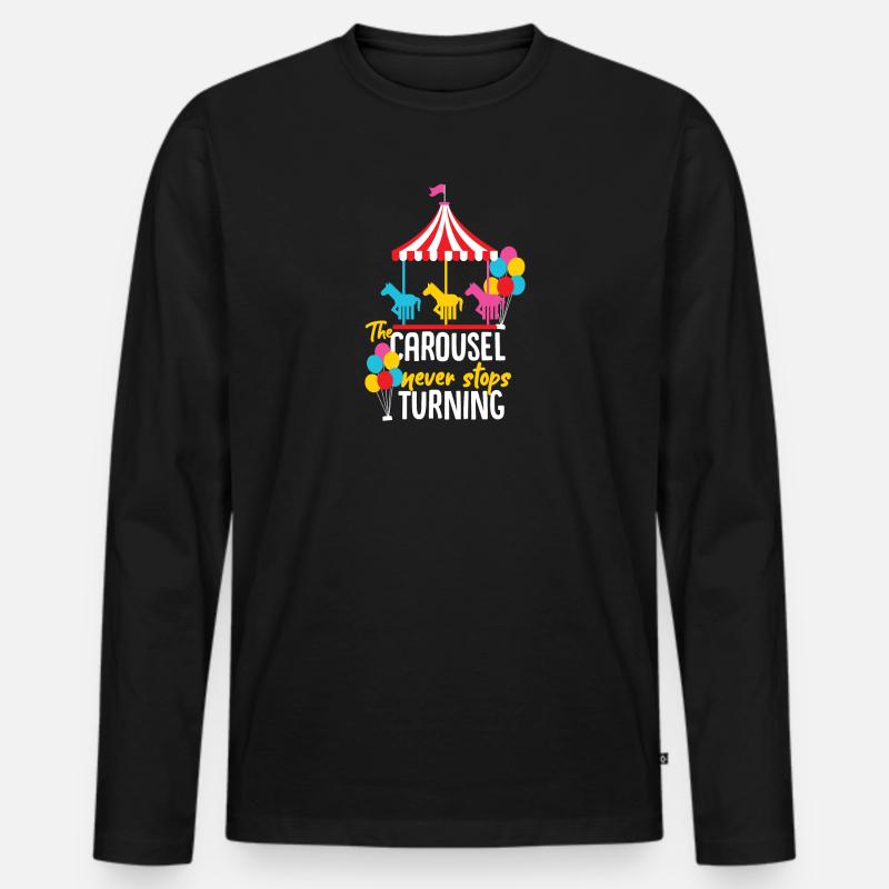 Karussell Kirmes Geschenkidee - Männer Premium Bio Langarmshirt - Schwarz