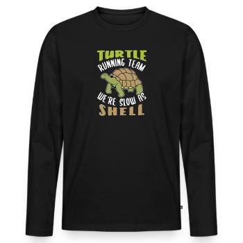 Tortue de course équipe tortue d’eau cadeau - T-shirt manches longues Premium bio Homme - noir - Devant - Nico (187cm)