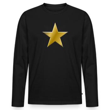 Goldener Stern Glanz - Männer Premium Bio Langarmshirt - Schwarz - Vorne - Nico (187cm)