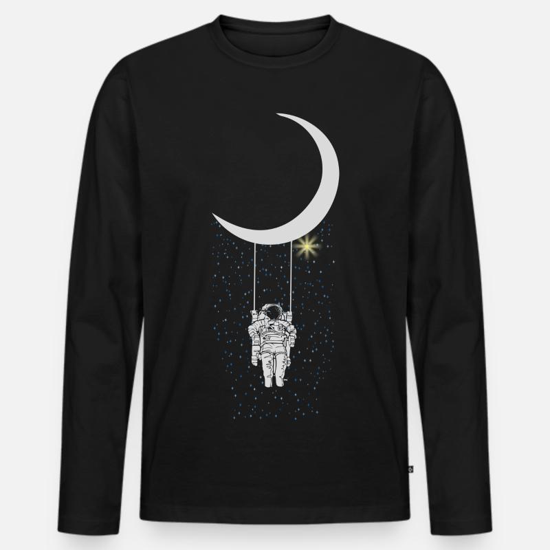 Astronaut - Männer Premium Bio Langarmshirt - Schwarz