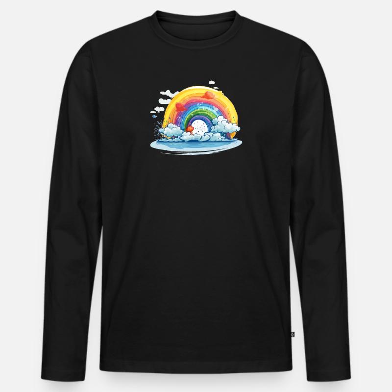 Regenbogen Pride - Männer Premium Bio Langarmshirt - Schwarz