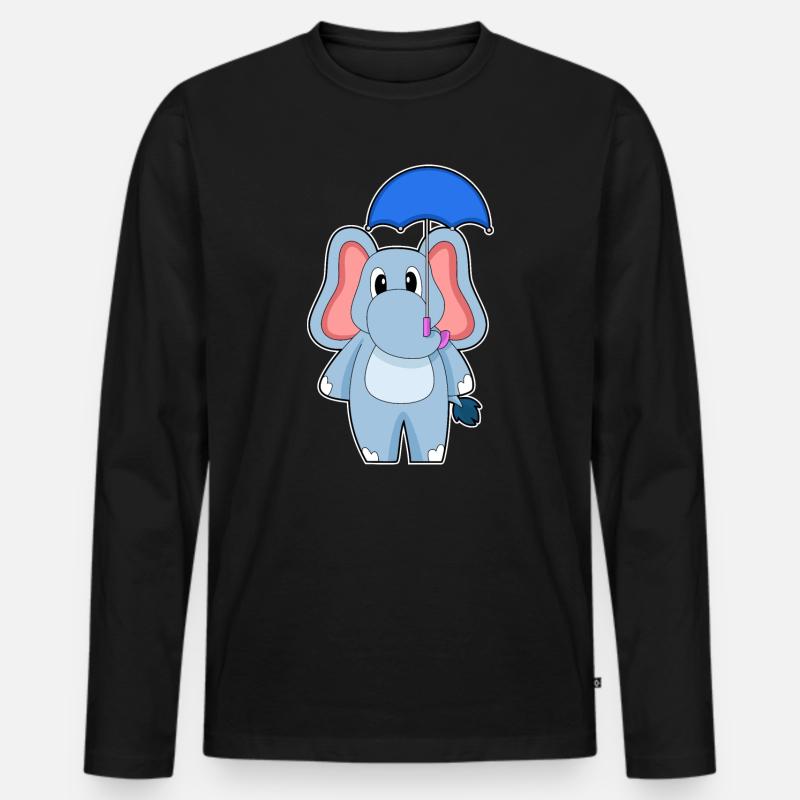 Elefant Regen Regenschirm - Männer Premium Bio Langarmshirt - Schwarz