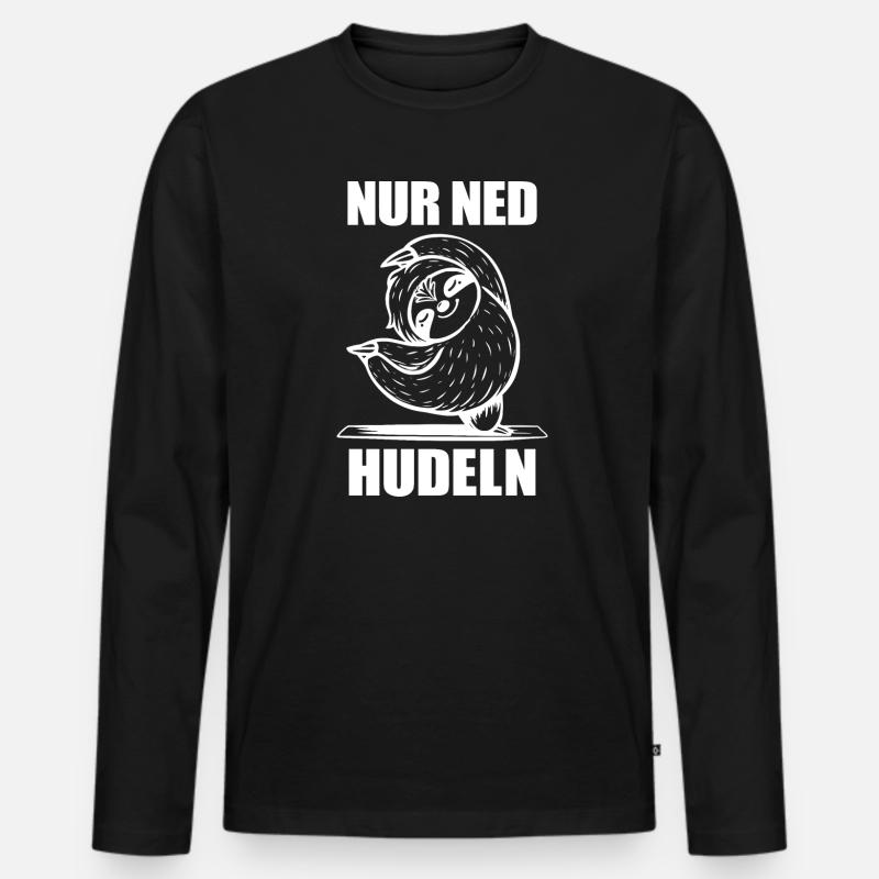Faultier Nur ned Hudeln - Männer Premium Bio Langarmshirt - Schwarz
