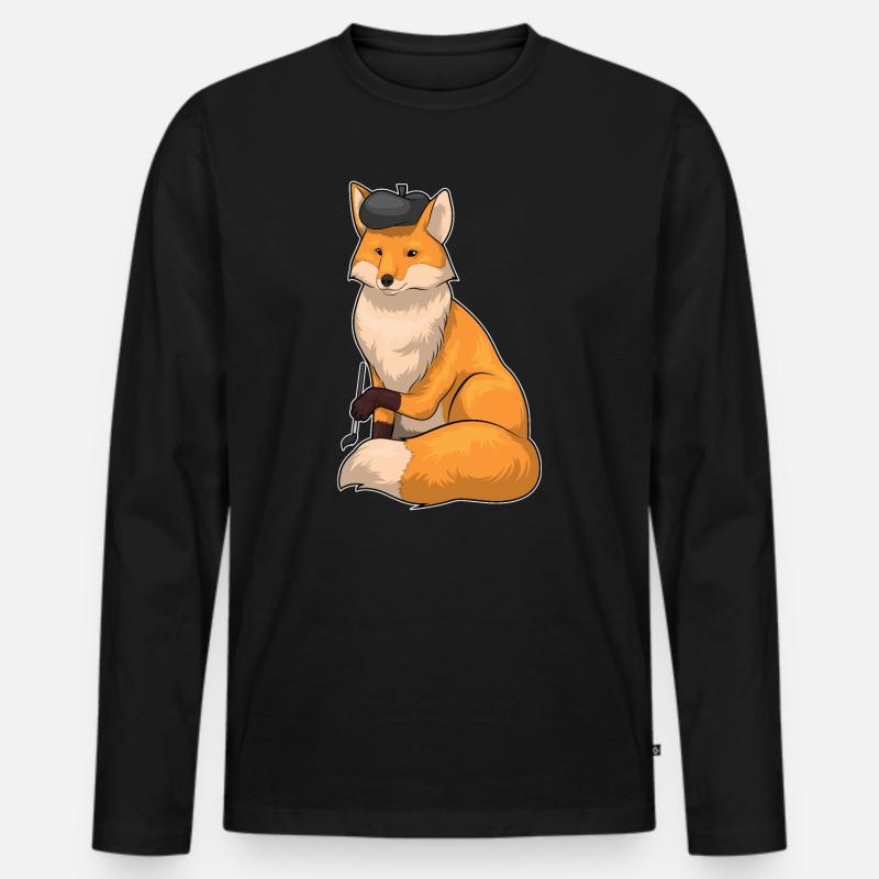 Fuchs Maler Pinsel Malen - Männer Premium Bio Langarmshirt - Schwarz