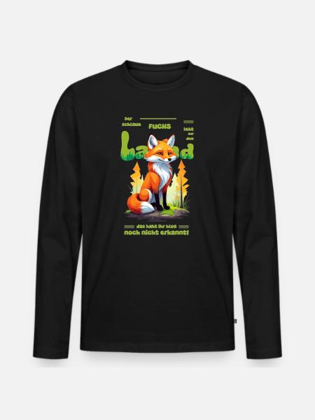 Der schlaue Fuchs vom Land - Männer Premium Bio Langarmshirt - Schwarz