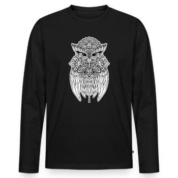 Owl the Guardian - Men's Premium Organic Long Sleeve Shirt - black - Front - Nico (187cm)