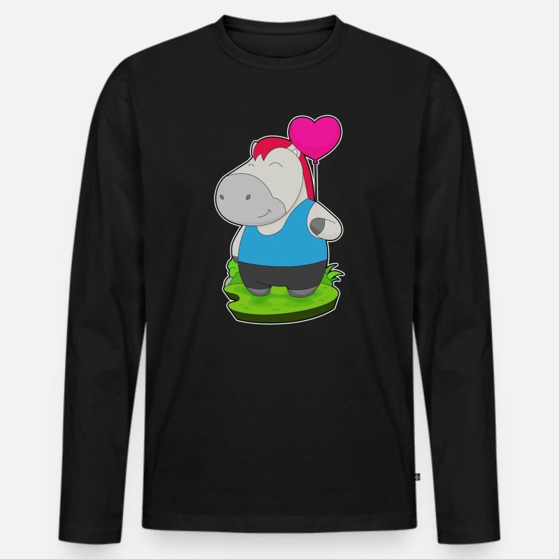 Pferd Luftballon - Männer Premium Bio Langarmshirt - Schwarz