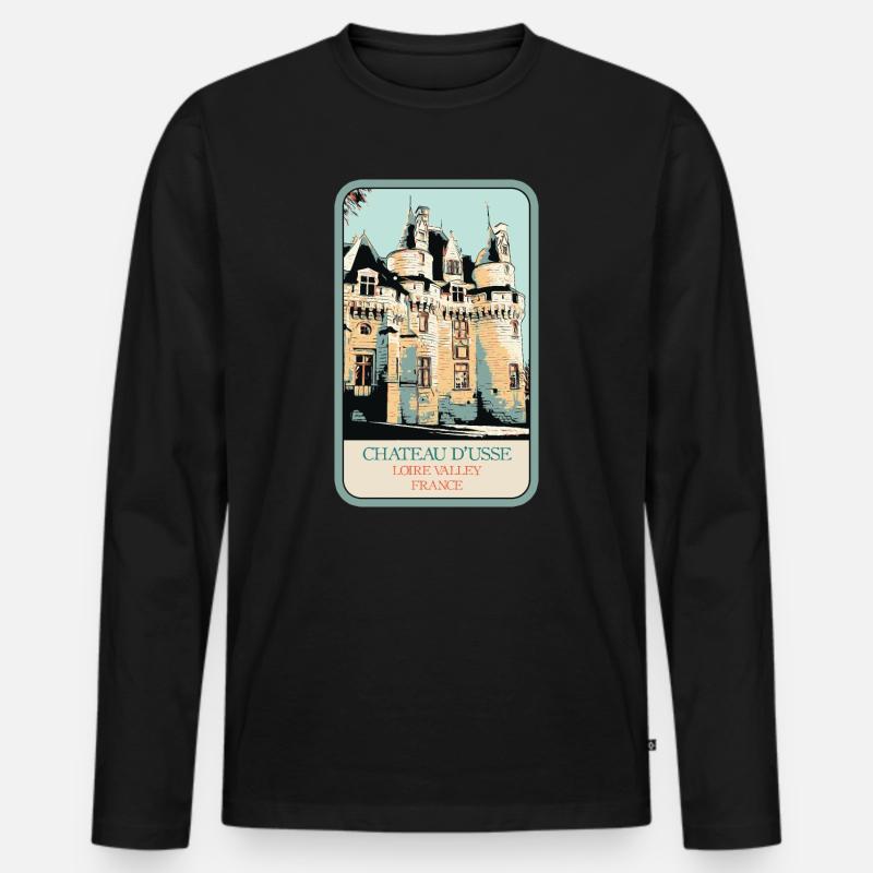 Château d'Ussé, Loire-Tal - Männer Premium Bio Langarmshirt - Schwarz