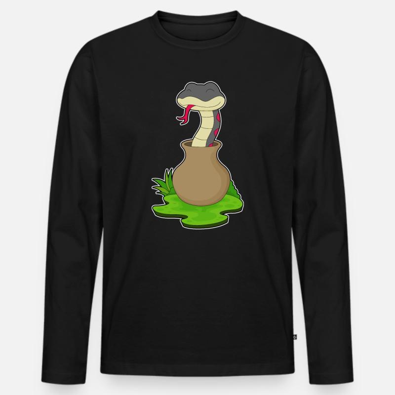 Schlange Vase - Männer Premium Bio Langarmshirt - Schwarz