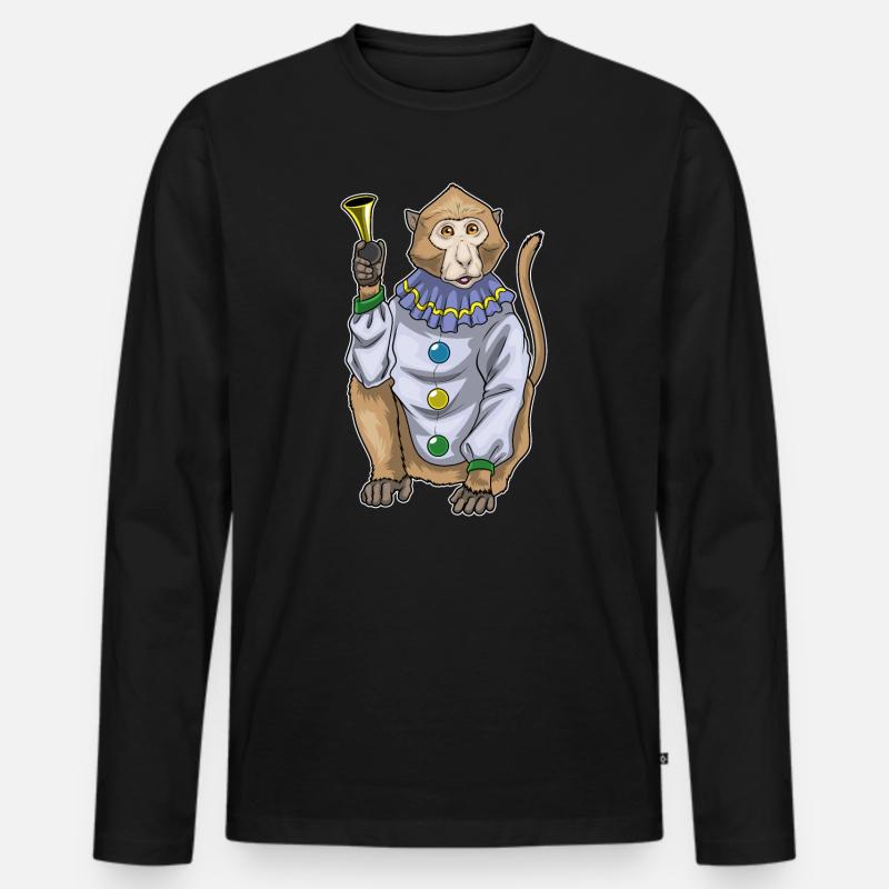 Affe Clown Hupe - Männer Premium Bio Langarmshirt - Schwarz