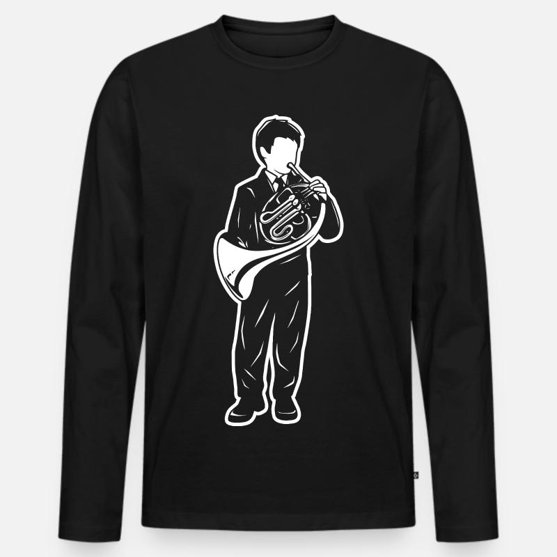 Waldhornjunge Zeichnung - Männer Premium Bio Langarmshirt - Schwarz