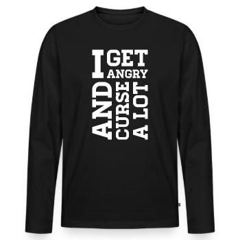 Angry – Statement about anger, protest & emotions - Men's Premium Organic Long Sleeve Shirt - black - Front - Nico (187cm)