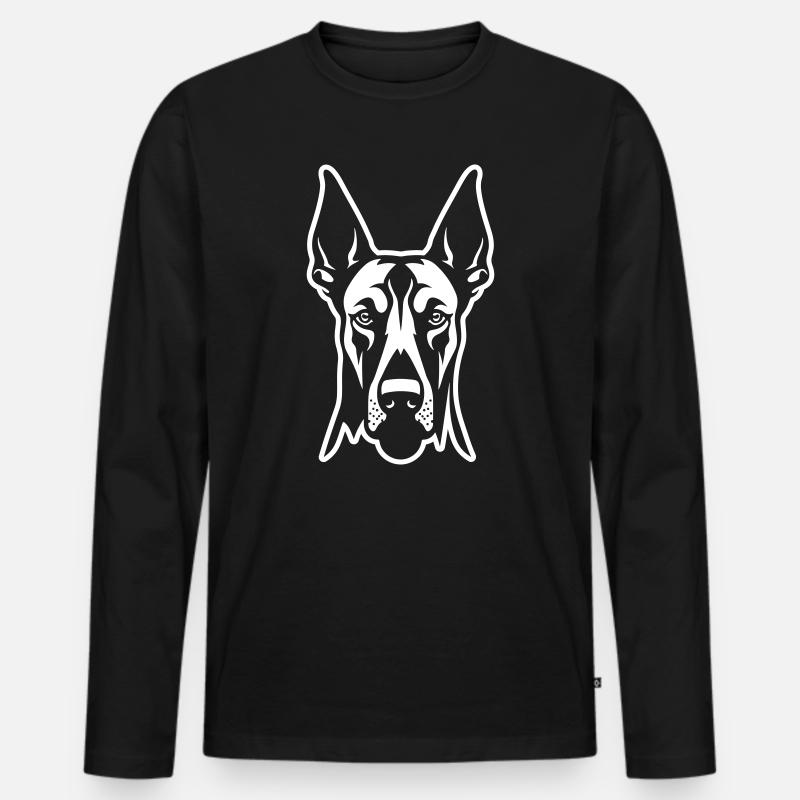Doberman Hund Kopf - Männer Premium Bio Langarmshirt - Schwarz