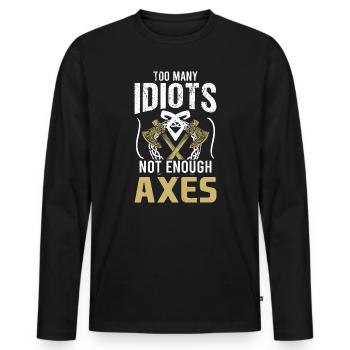 Mythologie viking Valhalla guerrier hache dictons - T-shirt manches longues Premium bio Homme - noir - Devant - Nico (187cm)