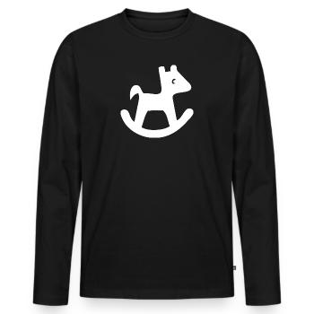 Silhouette de cheval à bascule - T-shirt manches longues Premium bio Homme - noir - Devant - Nico (187cm)