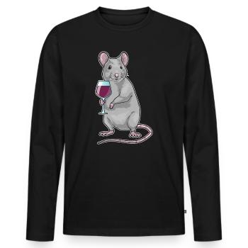 Mouse Red Wine - Men's Premium Organic Long Sleeve Shirt - black - Front - Nico (187cm)