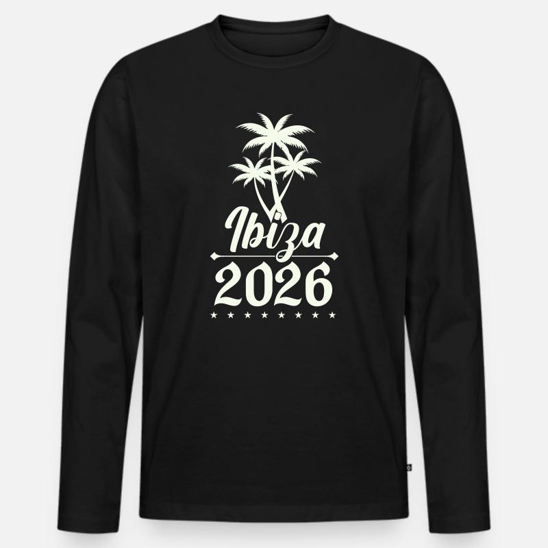 Ibiza 2026 Palmen Silhouette - Männer Premium Bio Langarmshirt - Schwarz