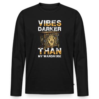 Vibes Darker Than My Wardrobe Okkult Goth Hamsa - Men's Premium Organic Long Sleeve Shirt - black - Front - Nico (187cm)