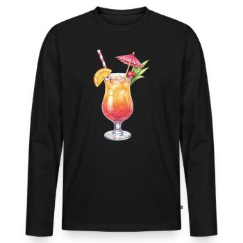 Cocktail tropical avec décoration fruitée - T-shirt manches longues Premium bio Homme - noir - Devant - Nico (187cm)