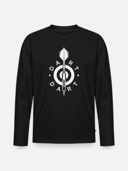 Dart-Logo mit Pfeil und Bullseye - Männer Premium Bio Langarmshirt - Schwarz
