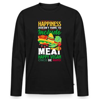 Happiness doesn't have to include meat Vegan - Männer Premium Bio Langarmshirt - Schwarz - Vorne - Nico (187cm)