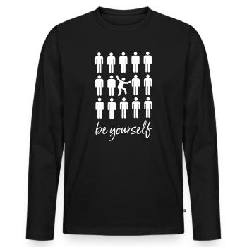 Be Yourself - Cool Pictogram Design - Men's Premium Organic Long Sleeve Shirt - black - Front - Nico (187cm)