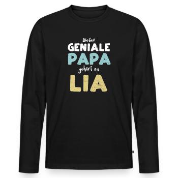Dieser Geniale Papa Gehört Zu Lia - Männer Premium Bio Langarmshirt - Schwarz - Vorne - Nico (187cm)