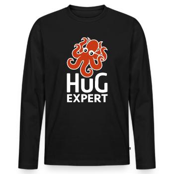 Expert en câlins - T-shirt manches longues Premium bio Homme - noir - Devant - Nico (187cm)