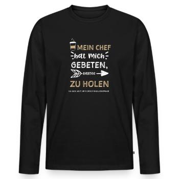 Mein Chef hat mich gebeten, Kaff... - Männer Premium Bio Langarmshirt - Schwarz - Vorne - Nico (187cm)