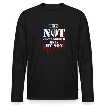 Il n’est pas seulement un soldat, il est m... - T-shirt manches longues Premium bio Homme - noir - Devant - Nico (187cm)