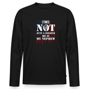 He Is Not Just A Soldier He Is M... - Men's Premium Organic Long Sleeve Shirt - black - Front - Nico (187cm)