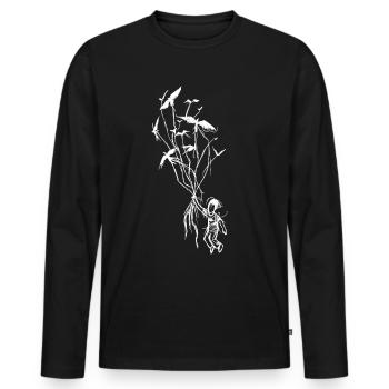 Kindertraum mit Raben - Männer Premium Bio Langarmshirt - Schwarz - Vorne - Nico (187cm)