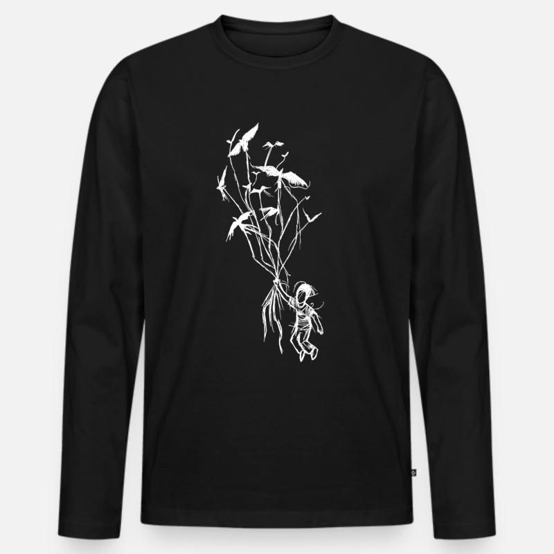 Kindertraum mit Raben - Männer Premium Bio Langarmshirt - Schwarz