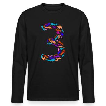 Geburtstag Junge 3 Jahre Flugzeug Flugzeuge - Männer Premium Bio Langarmshirt - Schwarz - Vorne - Nico (187cm)