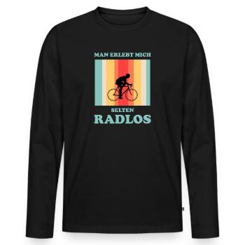 Ich Bin Selten Radlos Fahrrad Rennrad Retro - Männer Premium Bio Langarmshirt - Schwarz - Vorne - Nico (187cm)