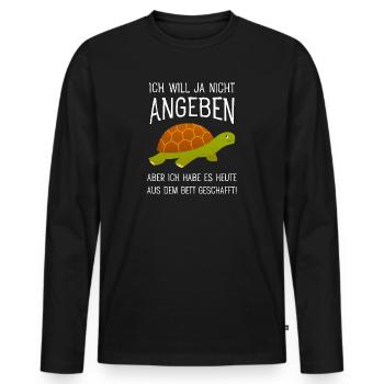 Ich Will Ja Nicht Angeben - Schildkröte Morgen - Männer Premium Bio Langarmshirt - Schwarz - Vorne - Nico (187cm)