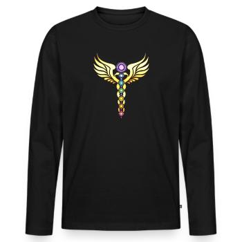 Chakra Caduceus Yoga Meditation - Men's Premium Organic Long Sleeve Shirt - black - Front - Nico (187cm)