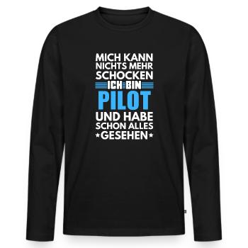 Pilote non choquable - T-shirt manches longues Premium bio Homme - noir - Devant - Nico (187cm)