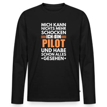 Pilote non choquable - T-shirt manches longues Premium bio Homme - noir - Devant - Nico (187cm)
