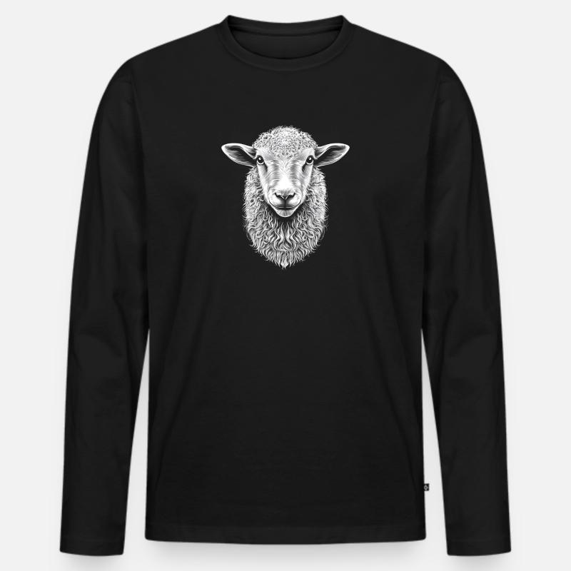 Schaf Portrait Schafe Schäfer Tiere - Männer Premium Bio Langarmshirt - Schwarz