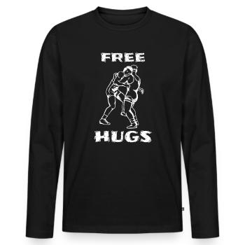 Free Hugs Wrestlers Wrestling Sports Humour Gift Idea - T-shirt manches longues Premium bio Homme - noir - Devant - Nico (187cm)