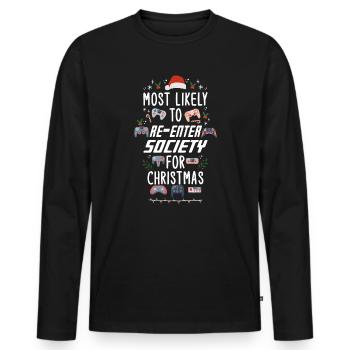 Noël Gamer Gaming Dire Drôle Humour Noël - T-shirt manches longues Premium bio Homme - noir - Devant - Nico (187cm)