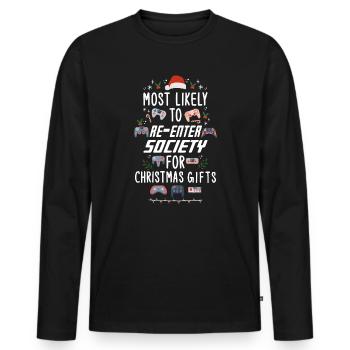 Gamer Gaming Noël Dire Drôle Humour Noël - T-shirt manches longues Premium bio Homme - noir - Devant - Nico (187cm)