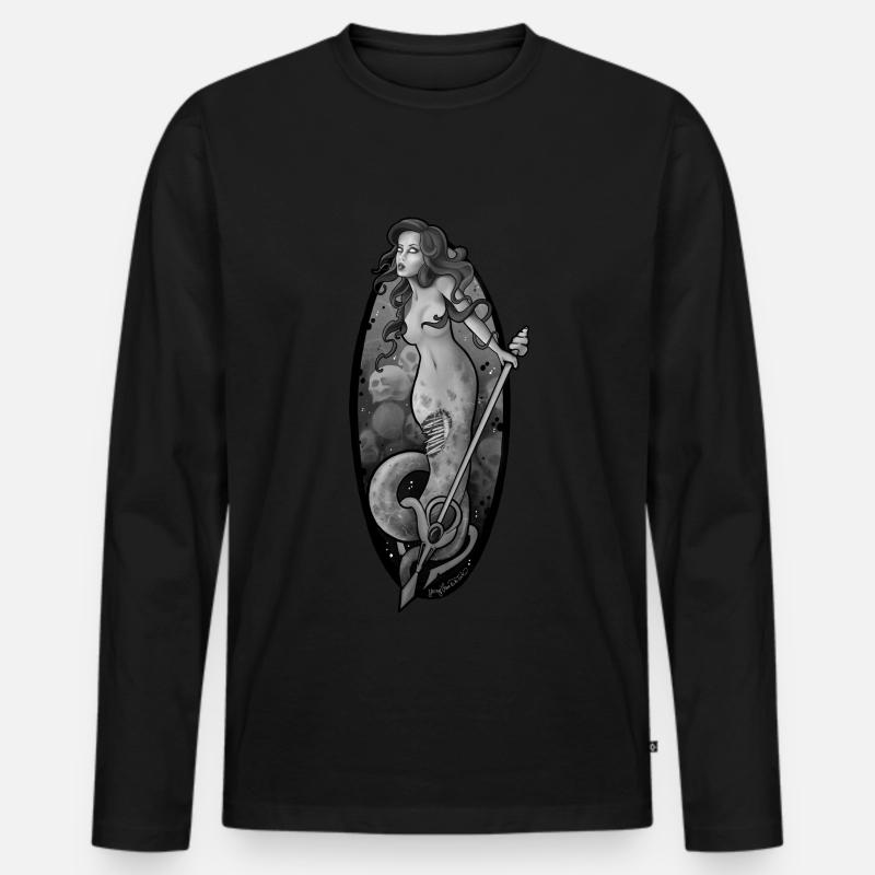 Horror Mermaid - Männer Premium Bio Langarmshirt - Schwarz