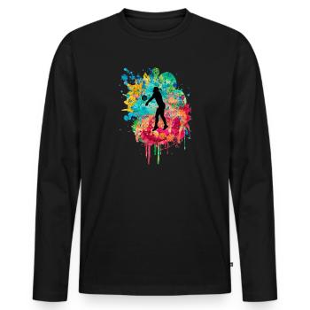 Volleyballerin in PopArt - Männer Premium Bio Langarmshirt - Schwarz - Vorne - Nico (187cm)