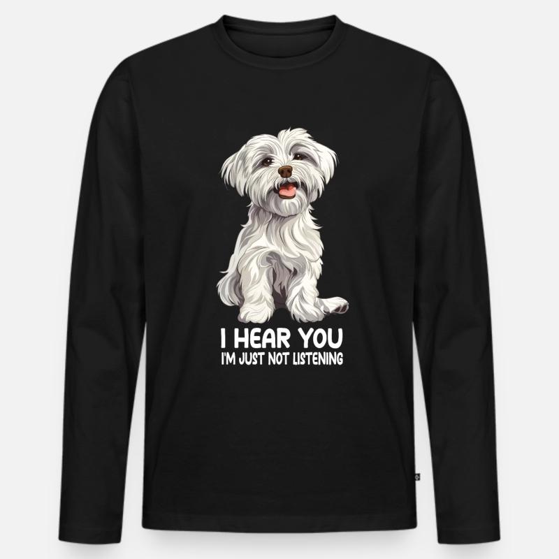 Maltese - Männer Premium Bio Langarmshirt - Schwarz