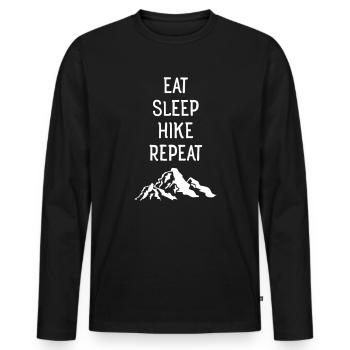 Eat Sleep Hike Repeat - Nature Mountain Hiking - Men's Premium Organic Long Sleeve Shirt - black - Front - Nico (187cm)